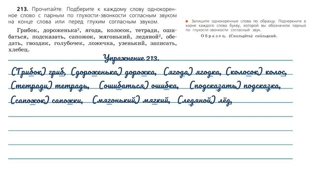 Упражнение 213 на странице 113. Русский язык 3 класс. Часть 1.
