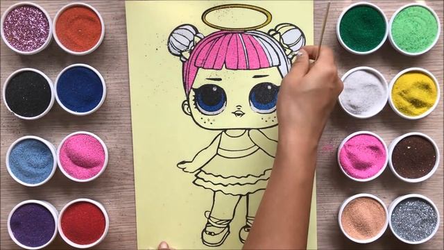 TÔ MÀU TRANH CÁT BÚP BÊ LOL THIÊN THẦN - Sand painting LOL surprise (Chim Xinh)