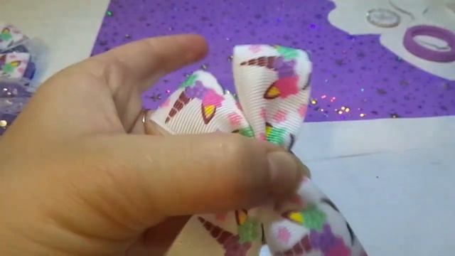 МК бантики "Единорожки" из репсовых лент.