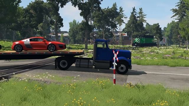 Поезда против грузовиков – BeamNG.Drive