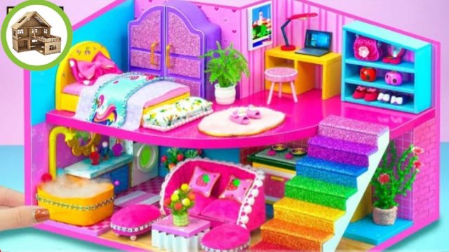 Роскошная двух этажная миниатюрная вилла для всей семьи из картона /200