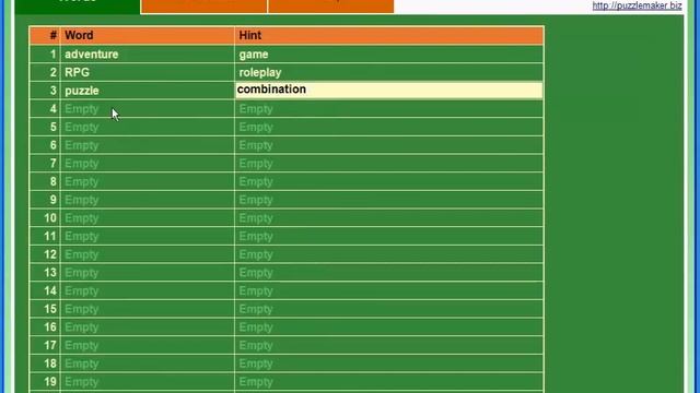 Trying out Free Crossword Puzzle Maker