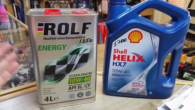 Самые грязные авто -масла из полусинтетики ROLF Energy 10W-40 против масло Shell Helix HX7 10W-40