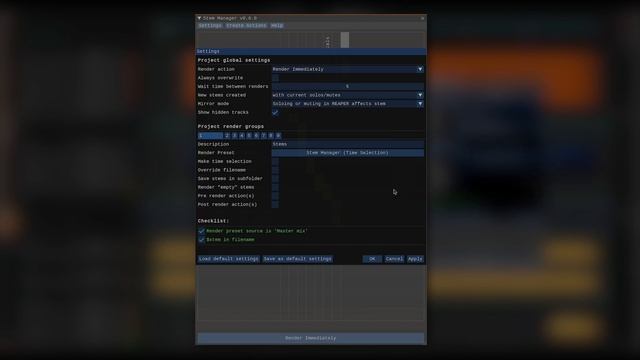 Stem Manager for Reaper - export stems quickly!
