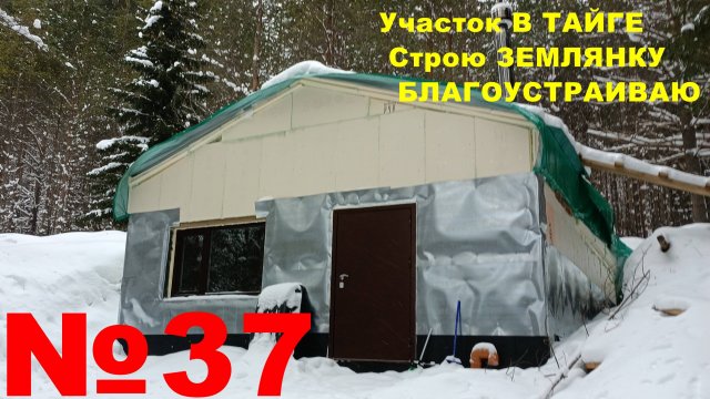 №37. Строю ЗЕМЛЯНКУ-ДОМ. Дорогу перемело. Машиной или на лыжах? Начинаю делать пол.