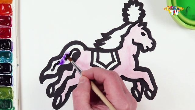 Блестящий Розовый пони Рисует и раскрашивает для детей Рисуйте и учитесь