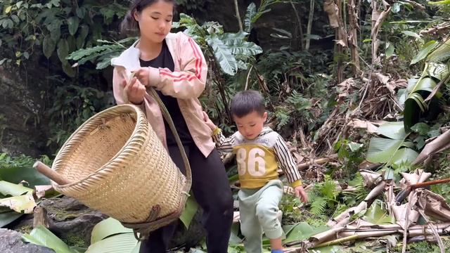 3 Days: Village Life of a 17 Year Old Single Mother - Picking wild vegetables to sell - ly tu ca