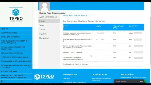 Знакомство с системой дистанционного обучения