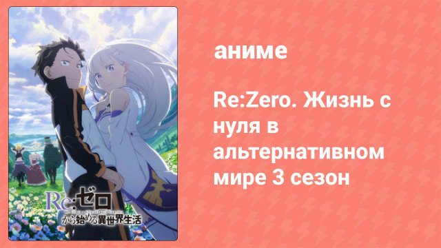 Re: Zero — жизнь с нуля в другом мире 3 сезон 1 серия (аниме-сериал, 2024)