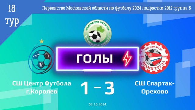 18 тур | СШ Центр футбола - СШ Спартак Орехово (ГОЛЫ) (03.10.2024)