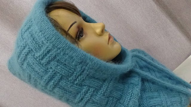 Капор с манишкой из "пуха норки" спицами/Презентация МК