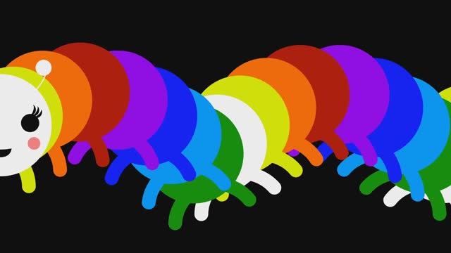 Для самых маленьких - Радужная гусеница - Высококонтрастное видео с музыкой