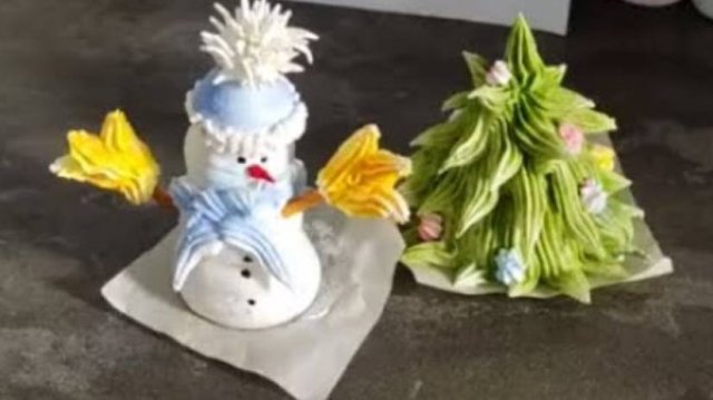 МК "СНЕГОВИК и ЁЛОЧКА из ЗЕФИРА⛄️🎄Рецепт ЯБЛОЧНЫЙ ЗЕФИР от @vitalija_cake🍏