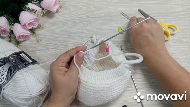 Детская шапочка спицами от 1-3 мес//Мастер Класс