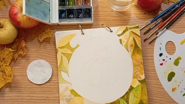 рисуй со мной, акварель на осеннюю тему. без музыки, без слов.