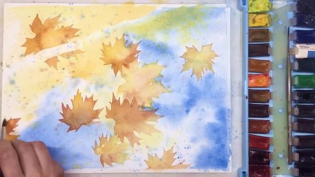 «Осенние листья» как нарисовать АКВАРЕЛЬ| Сезон 3-5 |Мастер-класс для начинающих ДЕМО