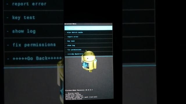 wipe cache partition and dalvik cache CWM