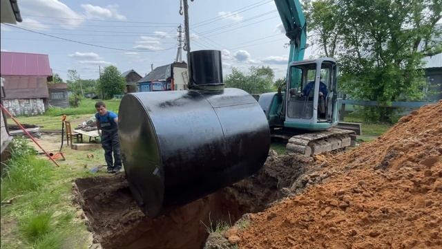 Установка накопительного септика на 5 кубов. Альтернатива выгребной яме из бетонных колец.