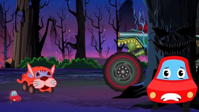 Little Red Car And The Haunted House Monster Truck Animated Car Cartoon for Kids