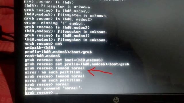 error: no such partition entering rescue mode grub rescue