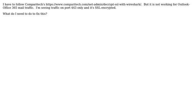 How to decrypt Outlook traffic in Wireshark?