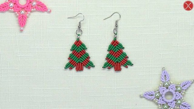 Tutorial Macrame Earrings Christmas Tree ｜ DIY MACRAME ｜ easy ｜ step-by-step tutorial