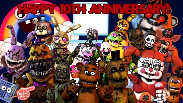 (Автор FnafAnimator47/YouTube)[FNAF/SFM]Five Nights at Freddy's 10th Anniversary!(FNAF Fanko Remix)