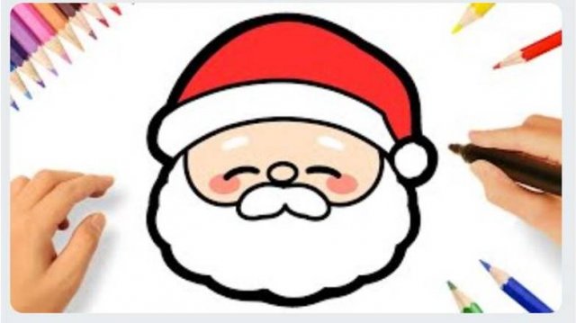 КАК ЛЕГКО НАРИСОВАТЬ МИЛОЕ ЛИЦО САНТА-КЛАУСА ИЛИ ДЕДА МОРОЗА 🎅