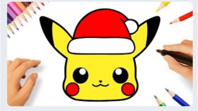 КАК ЛЕГКО НАРИСОВАТЬ МИЛОЕ РОЖДЕСТВЕНСКОЕ НОВОГОДНЕЕ ЛИЦО ПИКАЧУ🎄💗