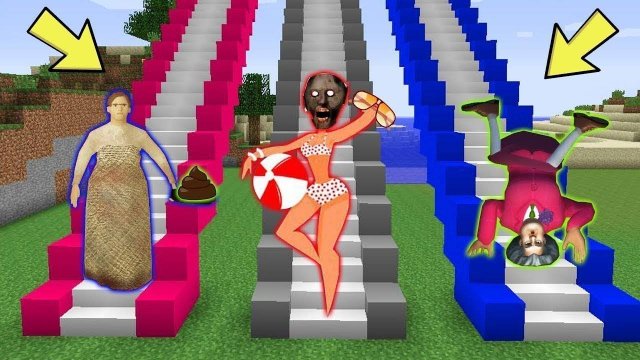 КУДА ВЕДЕТ ЛЕСТНИЦА МИСС ТИ БАБУШКА ГРЕННИ МАМА GRANDPA В МАЙНКРАФТ НУБИК В MINECRAFT MISS T