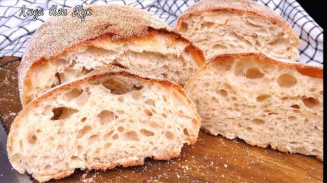 Вкусный итальянский хлеб Чиабатта на закваске, выпечка хлеба на закваске рецепт хлеба