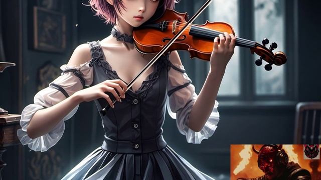 anime girl playing the violin,violin dubsteb