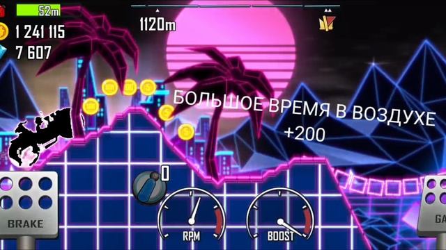 Игра hill climb racing,Трасса НЕОН.