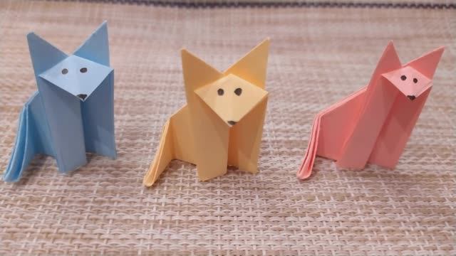 Как сделать кошку из бумаги. Оригами кошка