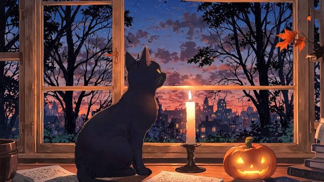 Waiting For Halloween 🐱 Lofi Cat With Halloween 🐱
