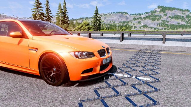 Аварии на высокой скорости с шипованной полосой #76 – BeamNG Drive