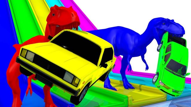 Мультик про машинки 🚀 Динозавры T-Rex против гоночных машин , Детские Мультики, Мультики для детей