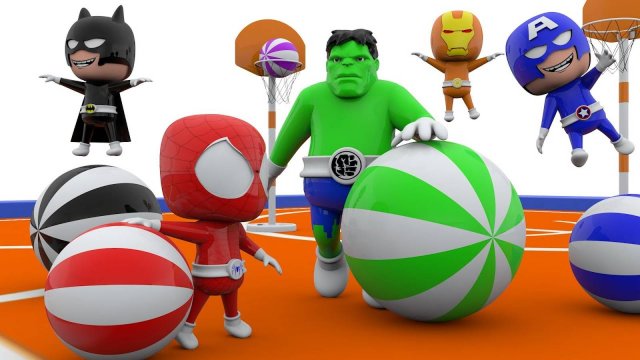 Мультики для детей 🚀 Мстители Танос играют в баскетбол с супергероями Человеком-пауком, Халком