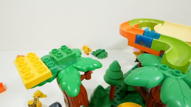 Лего горка Building Block ☆ Конструктор Marble Run ASMR Поле для слонов и жирафов