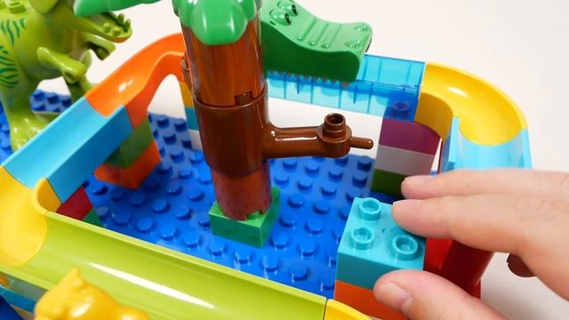 ЛЕГО блоки - Веселые горки ☆ Конструктор Marble Run ASMR - Кит - Динозавр - Крокодил - Жираф