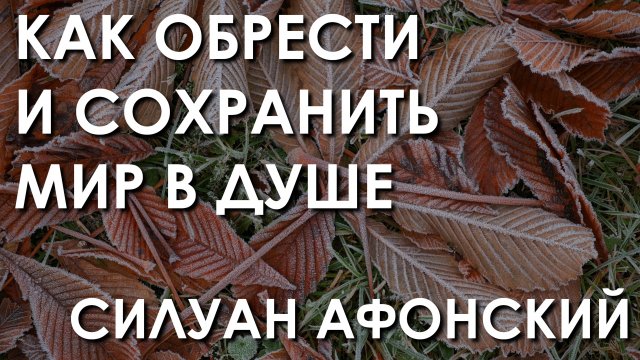 КАК ОБРЕСТИ И СОХРАНИТЬ МИР В ДУШЕ / СИЛУАН АФОНСКИЙ /Беседа по поучениям преподобного №34