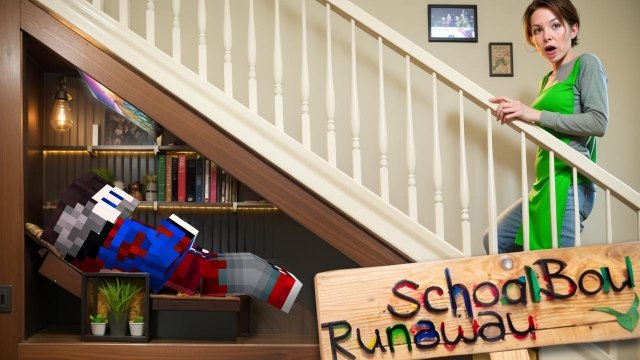 📹 😱ПОСТРОИЛ СЕКРЕТНУЮ КОМНАТУ ПОД ЛЕСТНИЦЕЙ ОТ ЗЛЫХ РОДИТЕЛЕЙ в SCHOOLBOY RUNAWAY в Майнкрафт..
