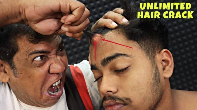 Lots of Crunchy Hair Cracking by Asim Barber Head Massage Scalp Popping Neck Cracking ASMR