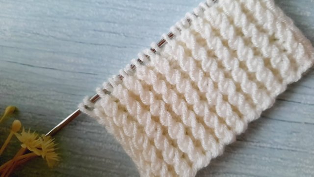 ВСЕГО 1 РЯД! Двусторонний рельефный узор для шапок..