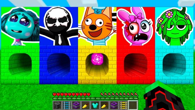 ВЫБЕРИ КРУГЛЫЙ ТОННЕЛЬ СПРАНКИ ТРИ КОТА ГОЛОВОЛОМКА 2 В МАЙНКРАФТ Sprunki Incredibox Хоррор Зомбак