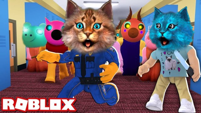 ПОБЕГ ОТ 100 ИГРОКОВ ПИГГИ (Roblox Piggy but it's 100 Players) Весёлый Кот и КОТЁНОК ЛАЙК