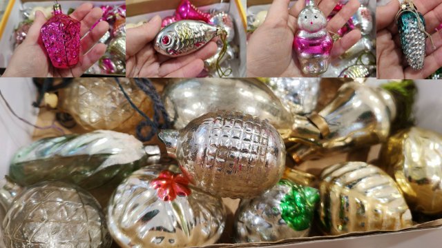 Наша коллекция советских елочных игрушек, украшений на елку, новогодние игрушки из СССР
