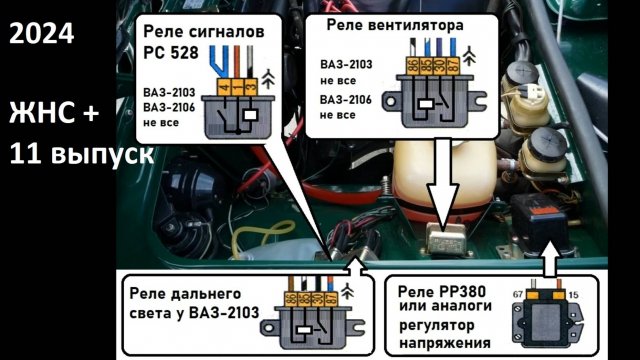 3-11 Расположение основных реле ВАЗ 2101 2102 2103 2106