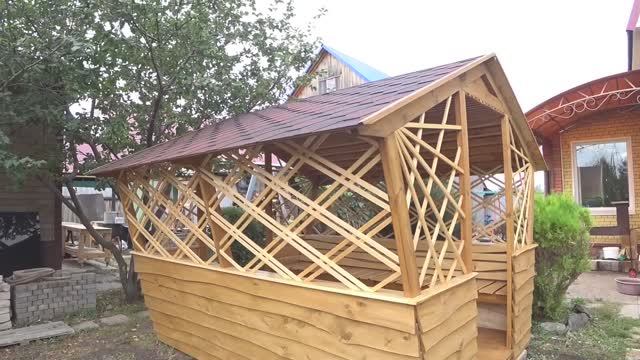 летняя беседка из дерева своими руками 2 часть