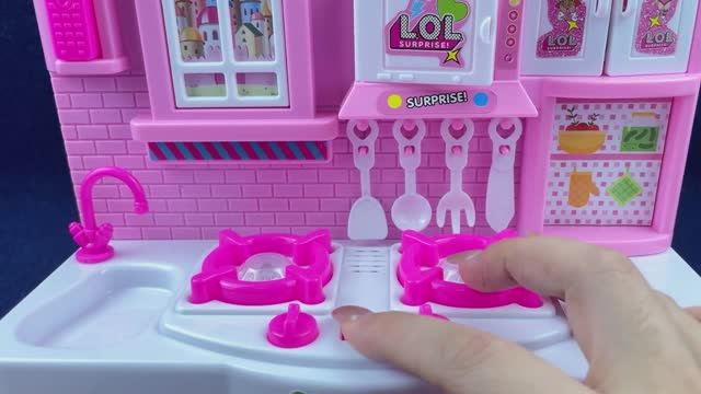 Развивающие игрушки. Игровой набор "Розовый кухонный гарнитур принцессы". Для малышей мультики.